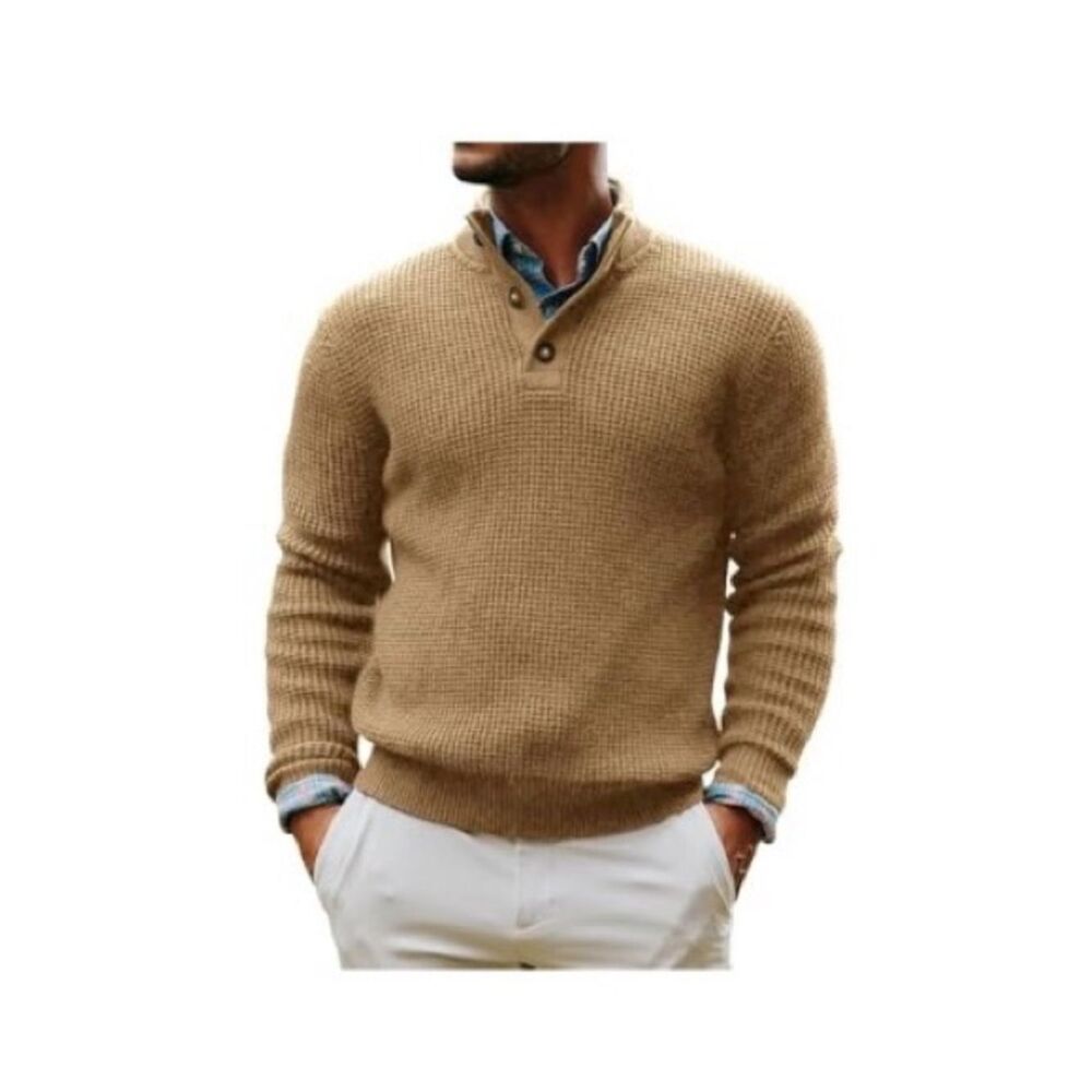 New Size XL-Men's Classic Shawl Collar Knit‎ Sweater - Tan